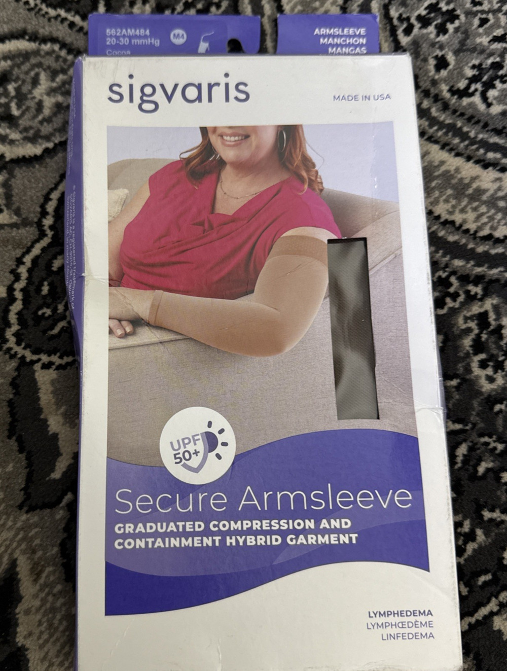 Sigvaris Secure Armsleeve, Cocoa, 20-30 MmHg, M4 Medium Full Long